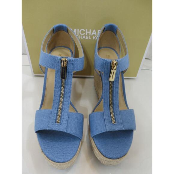 Michael Kors Berkley Mid Platform Wedge Sandals Espadrille French blue Size 9.5 - Picture 4 of 7